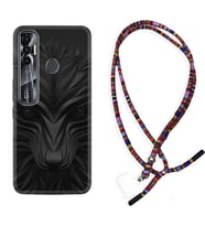 Tecno Spark 6 6 Go 8C 8 Pro 7 7 Pro Kılıf Boyun Asklı Rasta Silikon Black Fox 1325