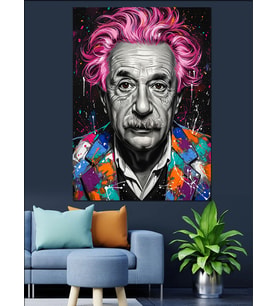 Einstein Renkli Popart Portre Dekoratif Kanvas - Mdf Ahşap Tablo