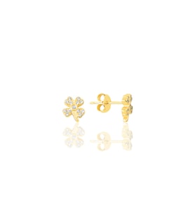 Gümüş altın yaldızlı şansın ışıltısı yonca küpe SGTL12627GOLD