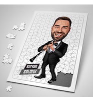 Klarnet Çalan Erkek Karikatürlü 240 Parça Kişiye Özel  Puzzle