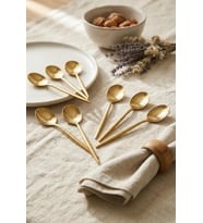 6'lı Lüks Gold Paslanmaz Çelik Çay Kaşığı Seti (13 cm)