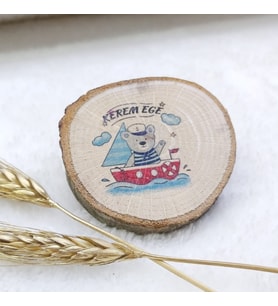 Hayaller Dükkanı 30 Adet Doğal Ahşap Erkek Bebek Magnetleri UV Baskılı Denizci 6-8 Cm