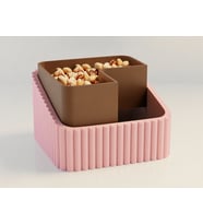3D Baskı Fıstık Kasesi - Çift Hazneli Kabuk Ayırıcı Sunum Kasesi - Pembe Kahverengi
