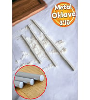 3'lü Masterchef Alüminyum Paslanmaz (99-74-49 CM) Metal Oklava Seti Hamur Açma Aparatı Sofra Mutfak