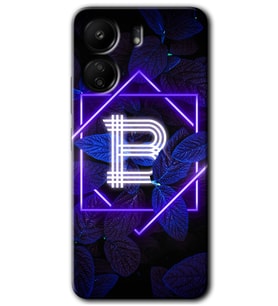 Xiaomi Redmi 13C Kılıf HD Desen Baskılı Kılıf - Dark Neon Yaprak B Harfi