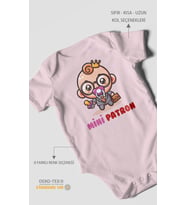 Mini Patron v2 Baskılı Bebek Zıbını – Çıtçıtlı Body  %100 Pamuk Kısa Kol (Bebek Pembesi)