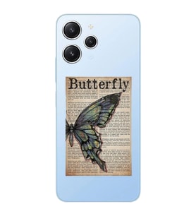 Xiaomi Redmi 12 Uyumlu Uyumlu Butterfly Tasarımlı Şeffaf Telefon Kılıfı
