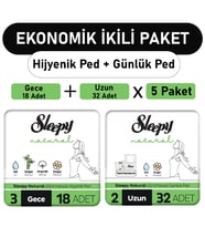 Sleepy Natural Ultra Ped Gece 18 Adet + Uzun Günlük Ped 32 Adet x5 Paket