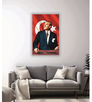 Bayrak ve Atatürk Temalı Cam Tablo