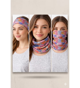 Renkli Kedi Desenli Çok Amaçlı Bandana & Boyunluk – Esnek Polyester Unisex
