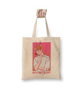 Boy With Luv Bts Park Jimin Beyaz Bez Çanta Uzun Saplı Alışveriş Çantası Plaj Çantası