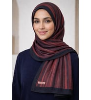 Cardion Pamuk İpek Şal - 70 X 180 - 06303 (Siyah-Bordo)