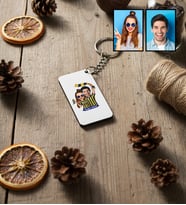Kişiye Özel Karikatürlü Sarı Lacivert Taraftar Sevgiliye Hediye Anahtarlık Sevgililer Günü Hediyesi