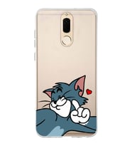 Huawei Mate 10 Lite Uyumlu Tom ve Jerry Öpücük Desenli Şeffaf Telefon Kılıfı