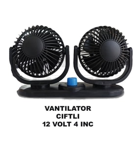 Araç İçi Fan Oto Vantilatör 12 Volt Çift Başlı 4inç