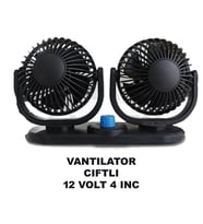 Araç İçi Fan Oto Vantilatör 12 Volt Çift Başlı 4inç