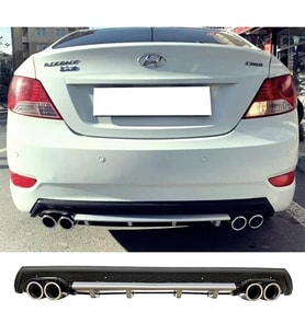 Hyundai Accent Blue Gri Difüzör Çiftli Yuvarlak Egzoz Görünümlü D Tip Difizör