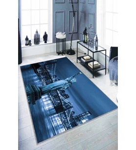 Mavi Özgürlük Anıtı Amerika Kaymaz Taban Dijital Halı RV340 - 100 x 160 cm