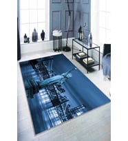 Mavi Özgürlük Anıtı Amerika Kaymaz Taban Dijital Halı RV340 - 100 x 160 cm