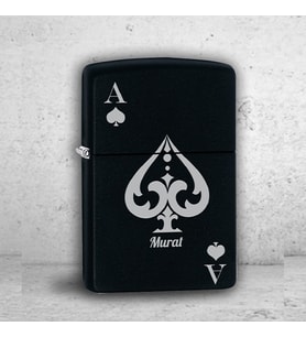 Kişiye Özel İsimli Benzinli Zippo Çakmak Maça Ası Temalı
