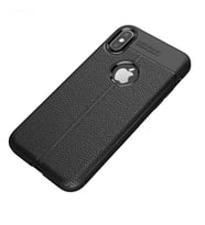 Uyumlu Model Apple iPhone XS Max 6.5 Kılıf Deri Tarzı Niss Silikon Case (Siyah)