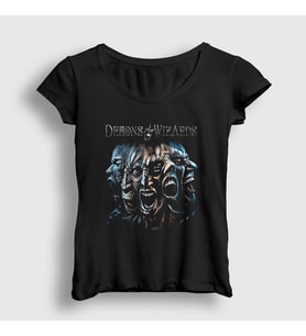 Presmono Kadın Siyah Pain Demons And Wizards T-Shirt 409677tt