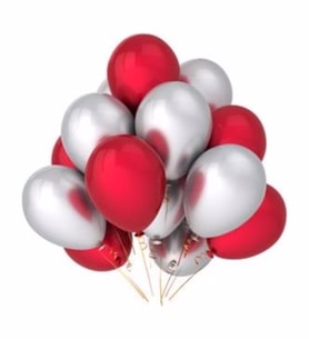 Kırmızı - Gümüş Gri  Balon 10 Adet ( Balonlar Sönüktür)