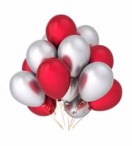 Kırmızı - Gümüş Gri  Balon 10 Adet ( Balonlar Sönüktür)