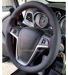 Opel Astra D-E Kasa Deri Direksiyon Kılıfı Kırmızı İpli ( 38×11.CM )