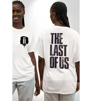 The Las Of Us Dizi Serisi Beyaz Oversize Kadın Erkek Ön ve Sırt Baskılı Tişört