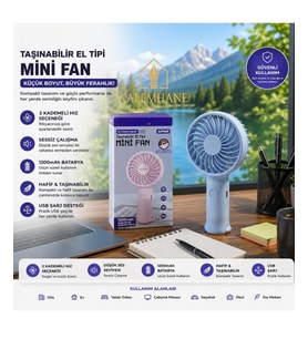 Kalemhane Mini El Fanı- 3 Kademeli Turbo Güç