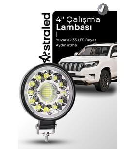 33LED 12-24 Volt Yuvarlak Spot Far Oto Çalışma Lambası ATV Kamyon Tır Traktör Offroad