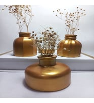 Modern Minimal Vazo Set 3'lü, Ev & Ofis Hediyelik, Dekoratif Obje, (Gold)