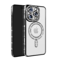 Apple İphone 16 Pro Max Kılıf Joke Simli Magneticsafe Kılıf - Siyah