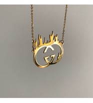 Kişiye Özel 925 Ayar Gümüş Alevli Tasarım Gucci Kolye