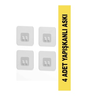 7x7 CM Yapışkanlı Banyo Askısı Yedek 4 Adet Sticker