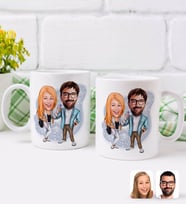 BK Gift Kişiye Özel Sevgililer Karikatürlü İkili Kupa Bardak-93