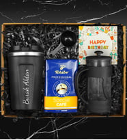 Doğum Gününe Özel Starbucks Model Çelik Termos & Ölçekli French Press & 250 Gram Tchibo Proffesional Special Filtre Kahve Hediye Seti