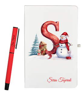 Sevgiliye Yılbaşı Hediyesi Kişiye Özel Defter ve Roller Kalem Seti