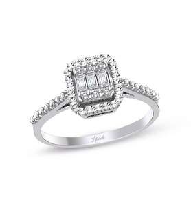 0.18 Ct Kalemli Tasarım Baget Kare Tektaş Yüzük (Beyaz)