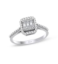 0.18 Ct Kalemli Tasarım Baget Kare Tektaş Yüzük (Beyaz)