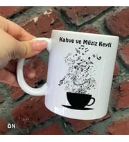Size Özel Kahve ve Müzik Keyfi Seramik Baskılı Kupa Bardaklar