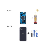 iPhone 14 Plus Gece Yarısı Arka Kapak Arka Cam Batarya Kapağı Lazer Kesim Kapak Pil Kapağı + B-7000 Yapıştırıcı + Tamir Seti