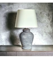 Qdec Vintage Seramik Abajur Rustik Modern Gri - Ekru