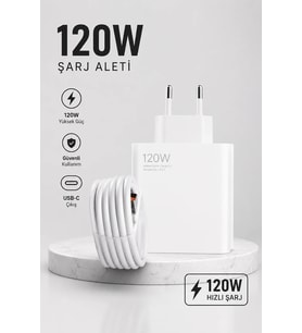 Lexroo 120W USB-C Hızlı Şarj Seti Turbo Adaptör ve Kablo Type-C Girişli Cihazlarla Uyumlu