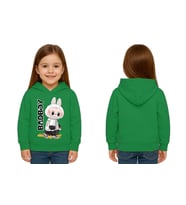 Unisex Baskılı Çocuk Swaetshirt Labubu Baskılı Kapüşonlu 3 İplik Şardonlu (Yeşil)
