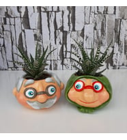 DEDE-NİNE SAKSI SET İKİLİ (YEŞİL) HEDİYELİK