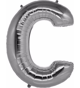 Pazariz  C Harf Silver Gümüş Folyo Balon Harfli Helyum Balon 100 cm Dev Boy