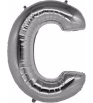 Pazariz  C Harf Silver Gümüş Folyo Balon Harfli Helyum Balon 100 cm Dev Boy