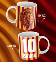 Kişiye Özel İsim Ve Numara Baskılı Sarı Kırmızı Tasarımlı Kupa Bardak - Hediyelik